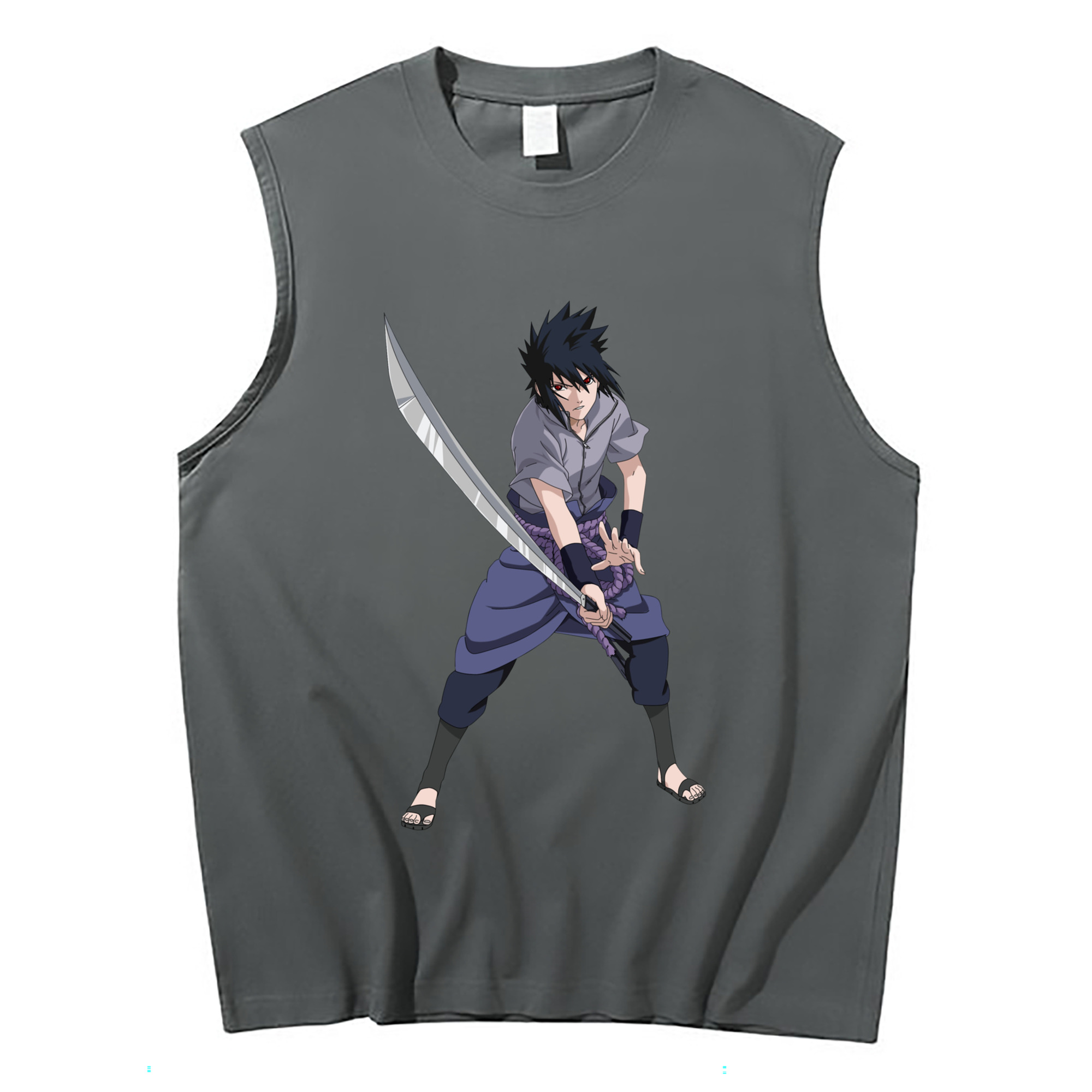 （画像用） NARUTO -ナルト- うちは サスケ Uchiha Sasuke コットン100％タンクトップ（フロントプリント）